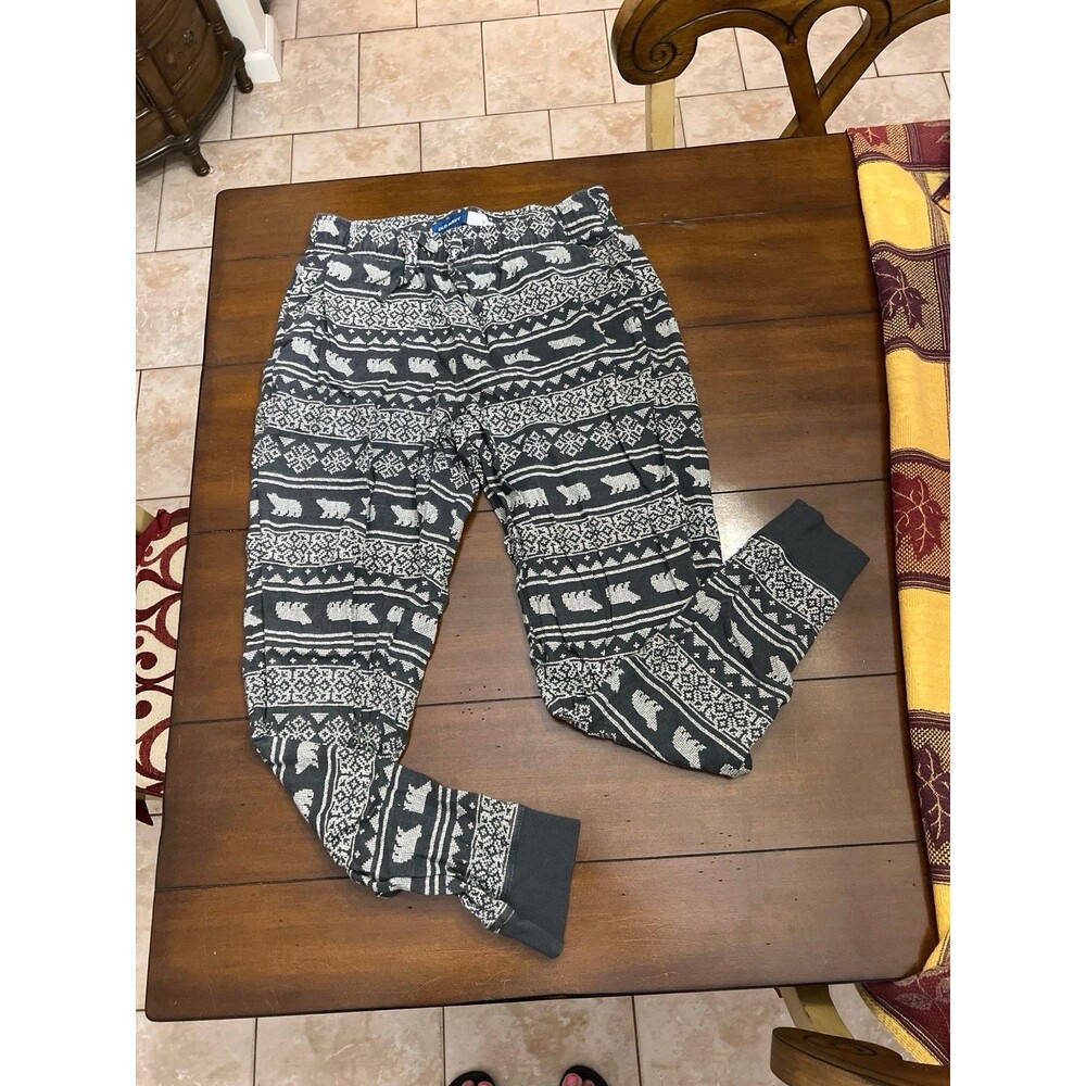 Old Navy Fair Isle Bear Flannel Pajama Pants Joggers Charcoal Grey Size S